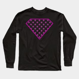 Yin Yang Diamond Design - Pink Color with a Ball Effect Pattern Long Sleeve T-Shirt